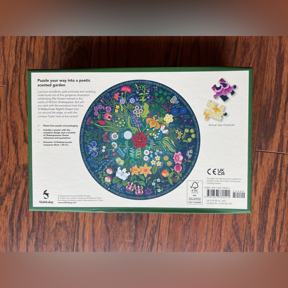 Shakespeare's Flowers: A 1000 Piece Jigsaw Puzzle - Picture 6 of 14